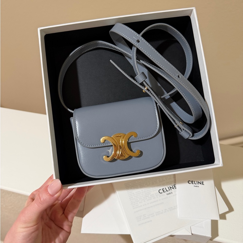 Celine Blue Mini Bag with Gold Accent